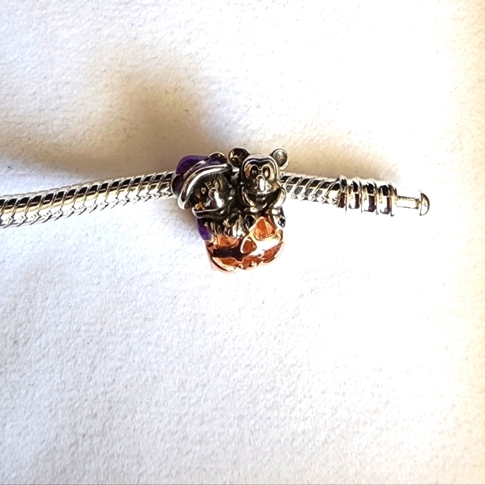 New Disney Mickey & Minnie Mouse Halloween Pumpkin charm for Pandora bracelet